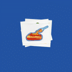 Stop motion animation of a sticker pack of Filipino food like spaghetti, chocolate cake, red hot dogs and flower marshmallow skewers on a watermelon and text that say "Kain na." and "Sarap"