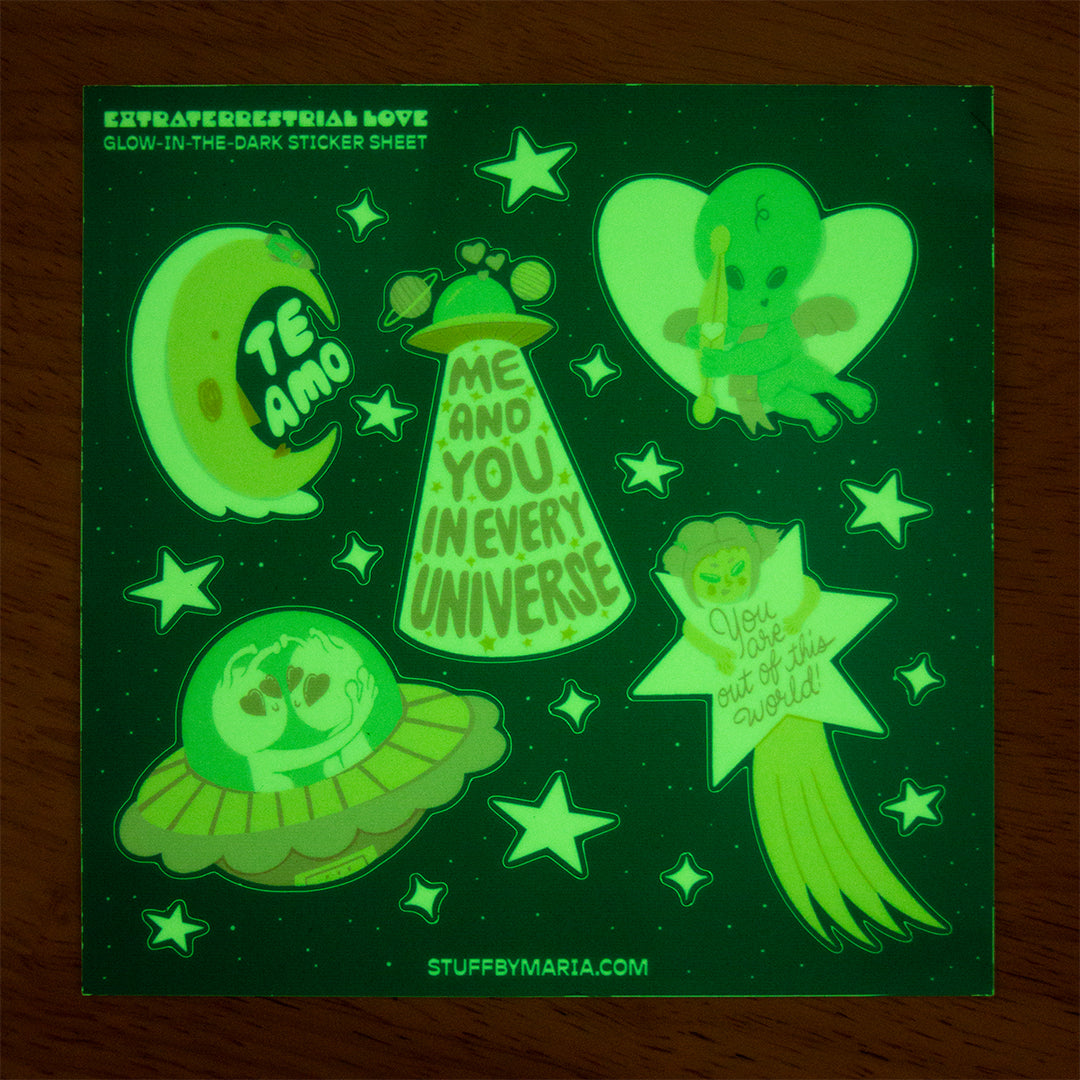 “Extraterrestrial Love” Glow-in-the-Dark Sticker Sheet