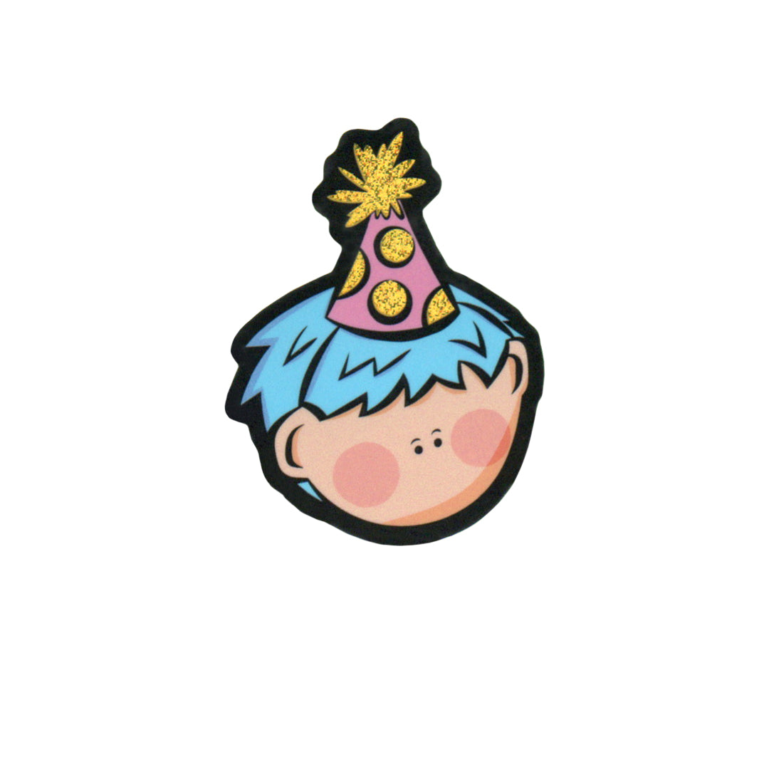 Glittery Party Hat Boy Sticker