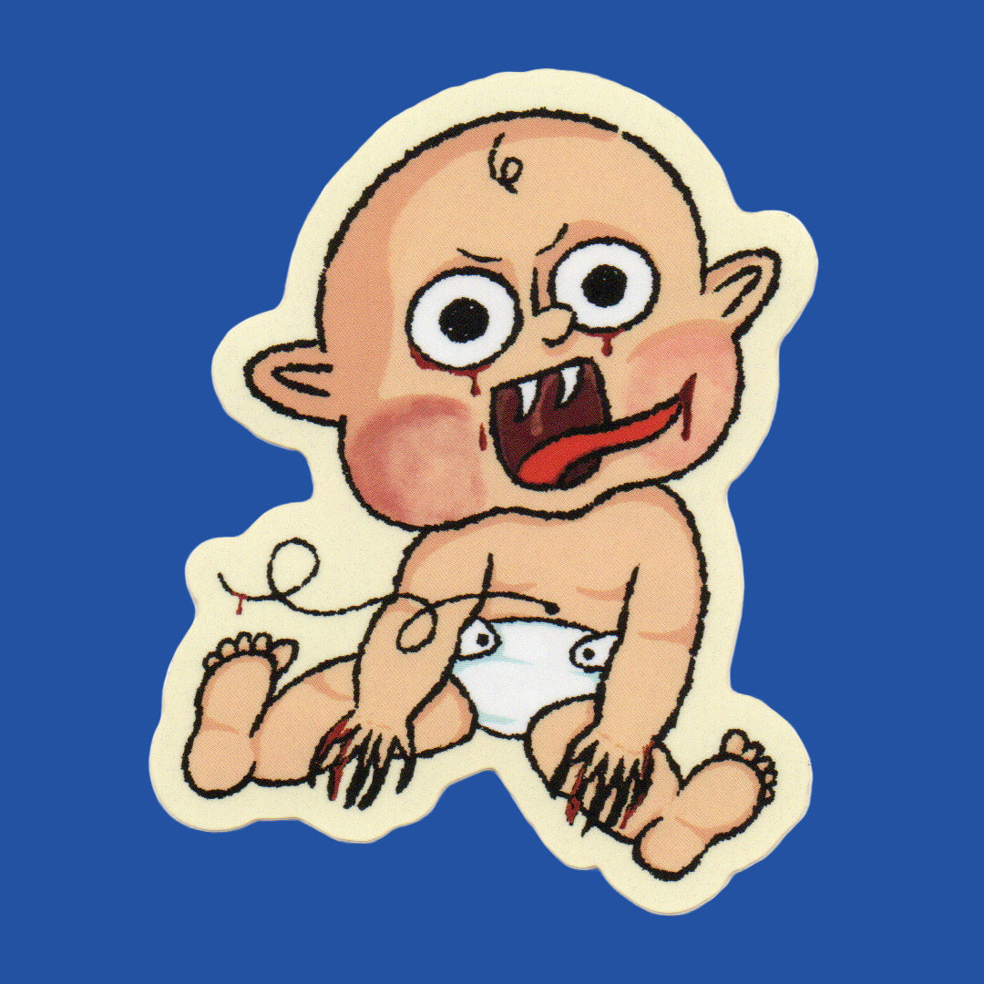 Die-cut sticker of a bloody Filipino mythical creature called Tiyanak that is a baby-looking demon monster